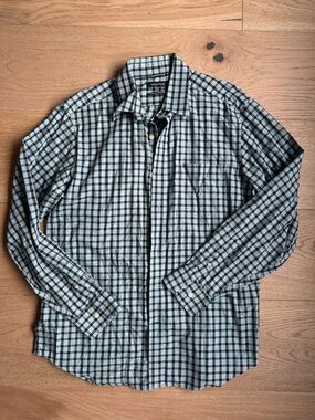 Nautica Long-Sleeve Button Down Shirt  Check Blue and Black M